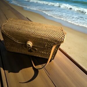 Bali Rattan Handmade Crossbody Tan Woven Crossbody Bag